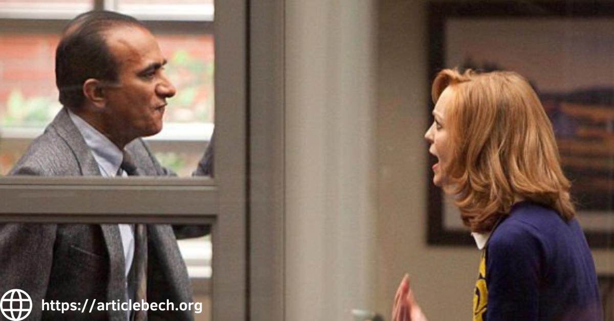 Two individuals, Figgins and Emma, engage in a heated argument, their expressions conveying tension and determination.